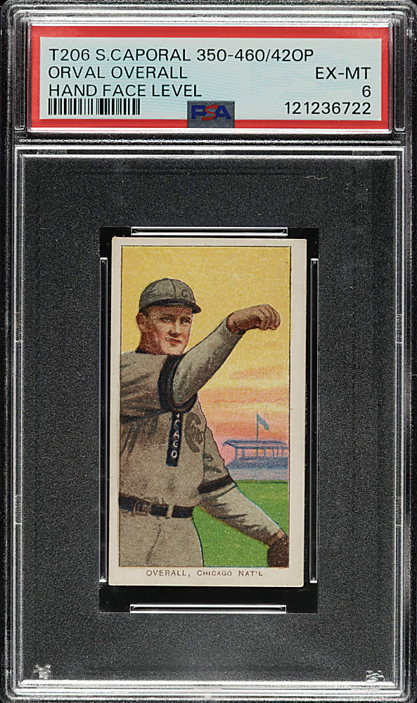 1909-1911 T206 White Border Orval Overall Hand At Face Level PSA EX-MT 6