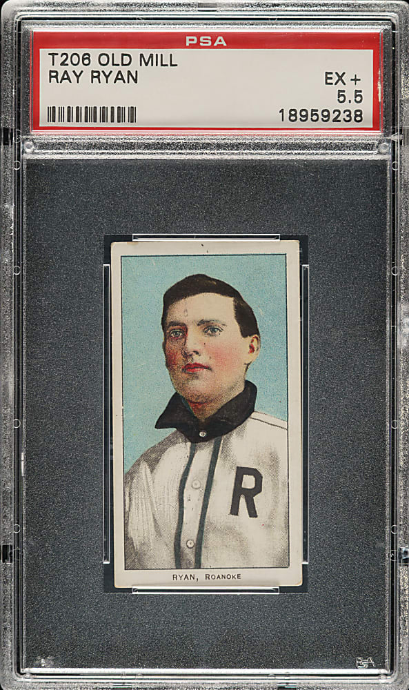 1909-1911 T206 White Border Ray Ryan Southern Leaguer PSA EX+ 5.5 - Old Mill Back