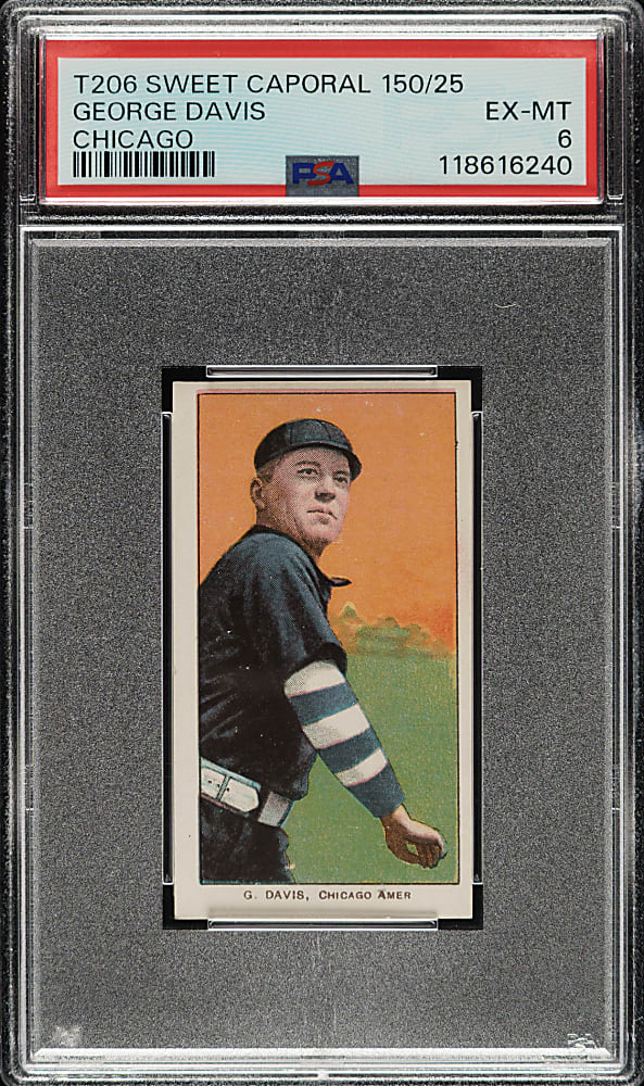 1909-1911 T206 White Border George Davis PSA EX-MT 6