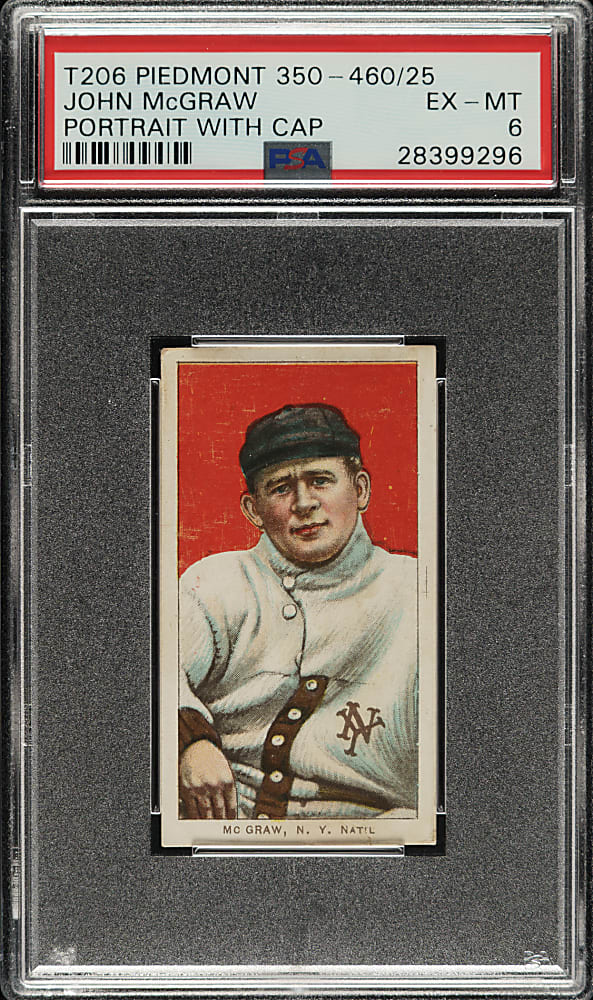 1909-1911 T206 White Border John McGraw Portrait with Cap PSA EX-MT 6