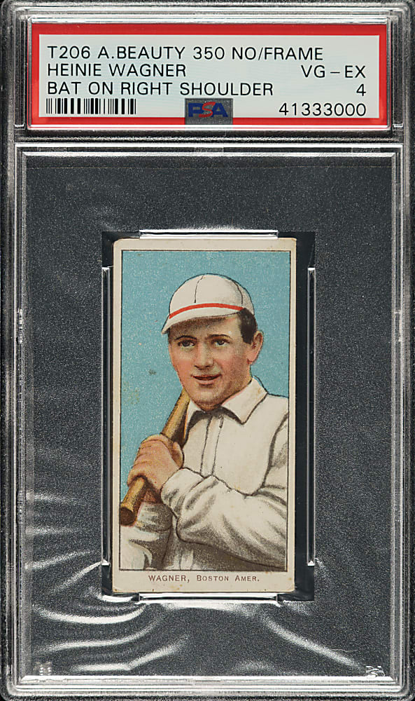 1909-1911 T206 White Border Heinie Wagner Bat on Right Shoulder PSA VG-EX 4 - American Beauty 350 Back