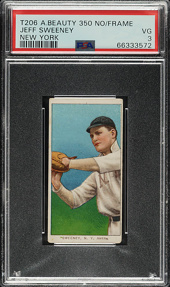 1909-1911 T206 White Border Jeff Sweeney PSA VG 3 - American Beauty 350 Back