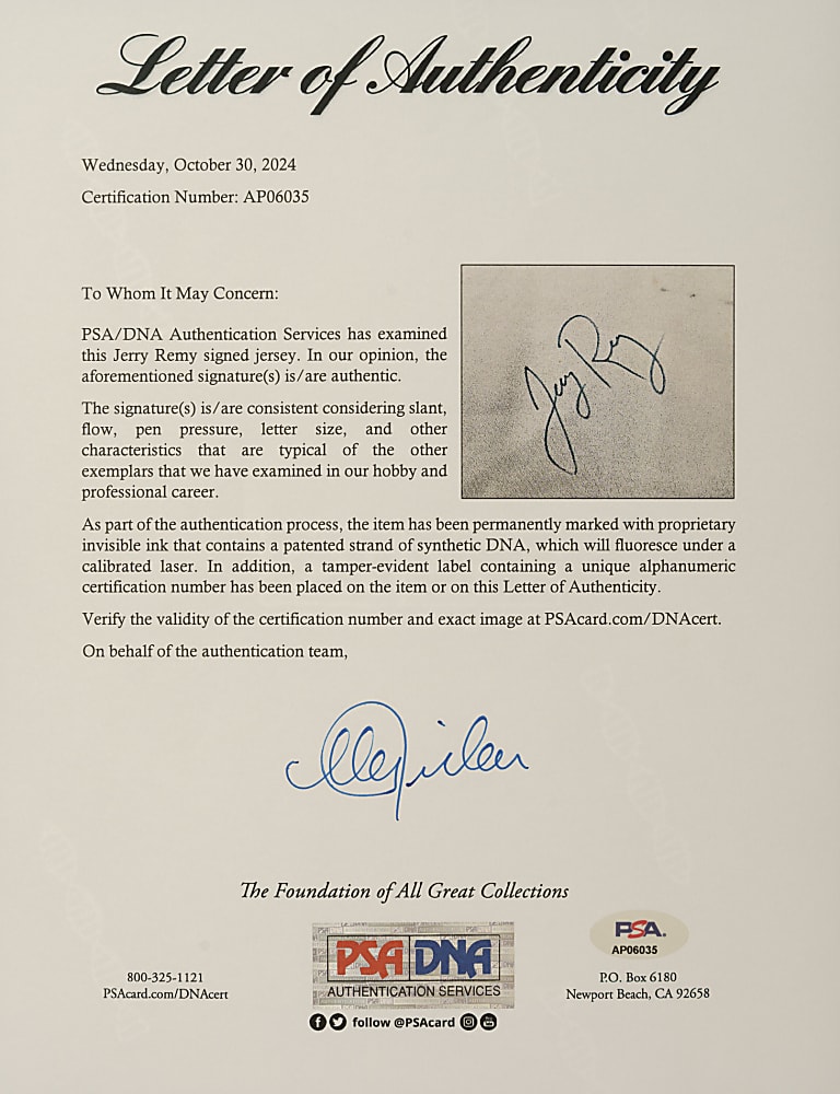 1977-1978 Jerry Remy and Doug Griffin Boston Red Sox Signed Game-Used Jersey - PSA/DNA and Beckett