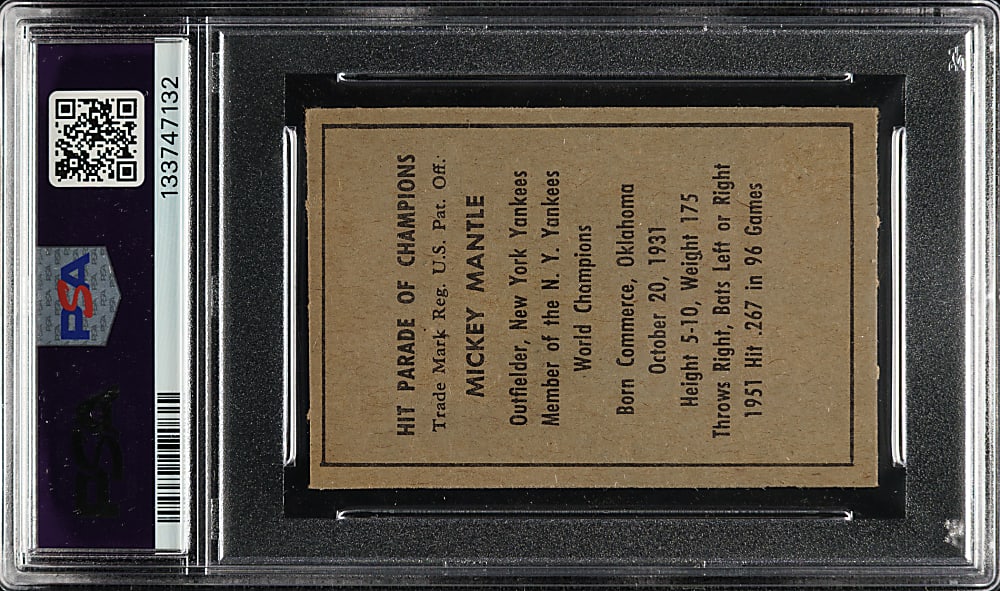 1952 Berk Ross Mickey Mantle PSA EX 5