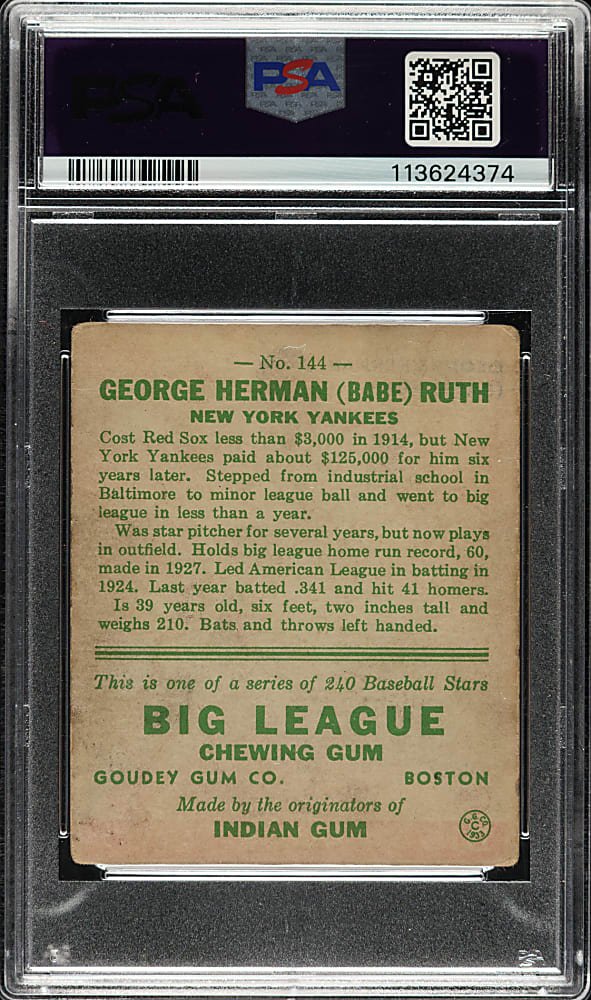 1933 R319 Goudey #144 Babe Ruth PSA FAIR 1.5