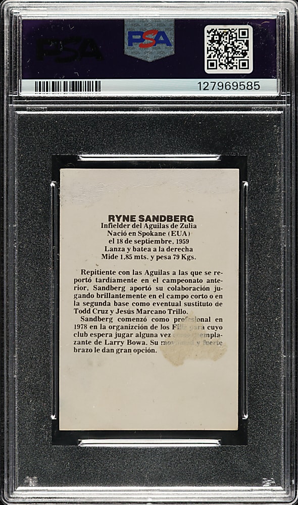 1981 Venezuelan Winter League #233 Ryne Sandberg Pre-Rookie PSA POOR 1