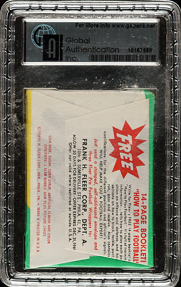 1961 Fleer Football Second Series Unopened Wax Pack GAI MINT 9