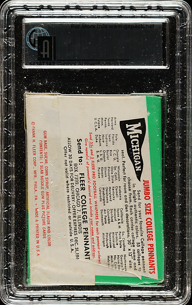 1961 Fleer Football Second Series Unopened Wax Pack GAI NM 7