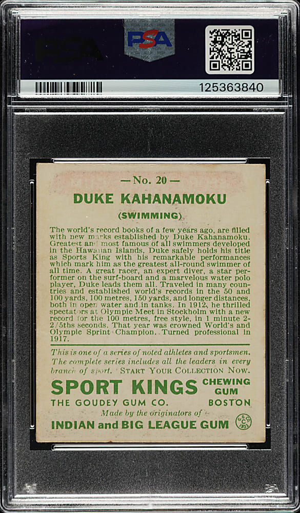1933 R338 Sport Kings #20 Duke Kahanamoku PSA GOOD 2