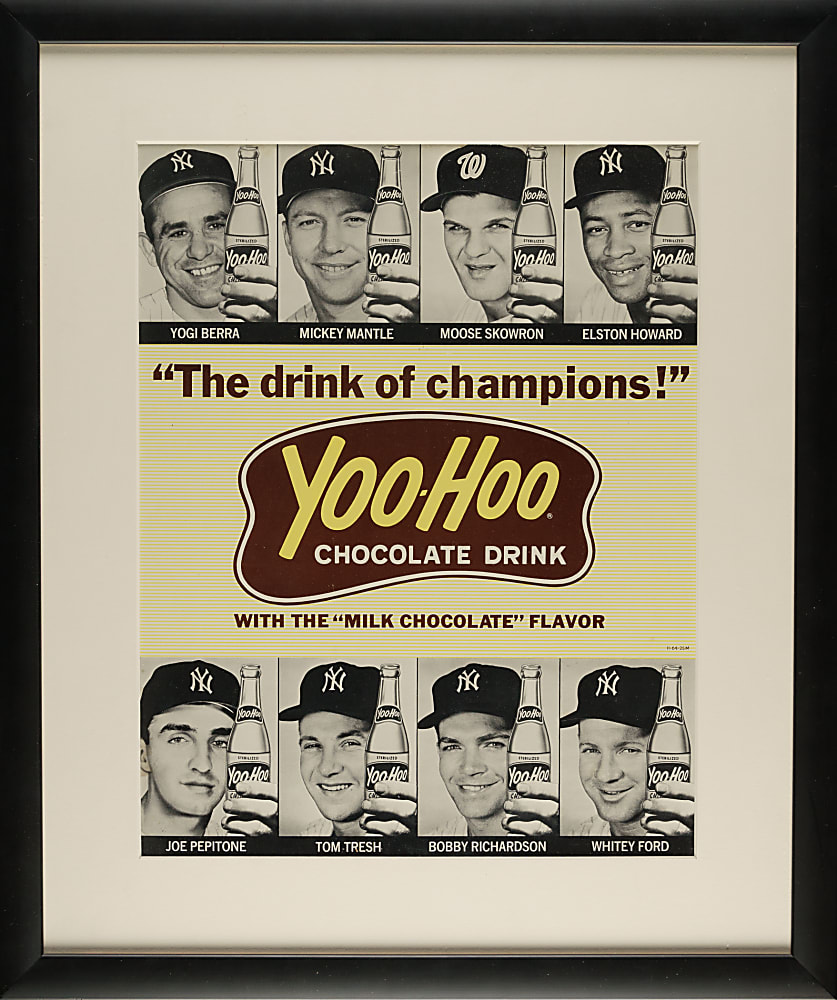 1964 Yoo-Hoo New York Yankees Counter Display Featuring Mickey Mantle and Yogi Berra