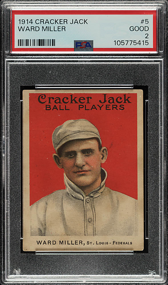 1914 E145 Cracker Jack #5 Ward Miller PSA GOOD 2