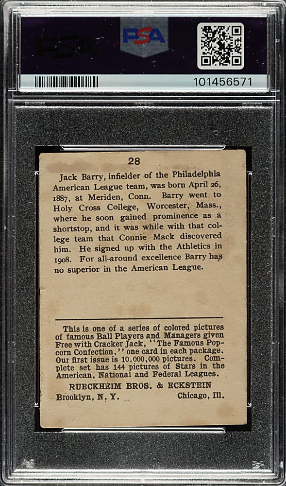 1914 E145 Cracker Jack #28 Jack Barry PSA GOOD 2