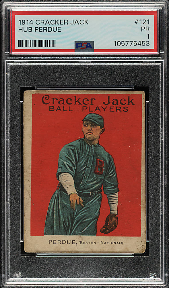 1914 E145 Cracker Jack #121 Hub Perdue PSA POOR 1