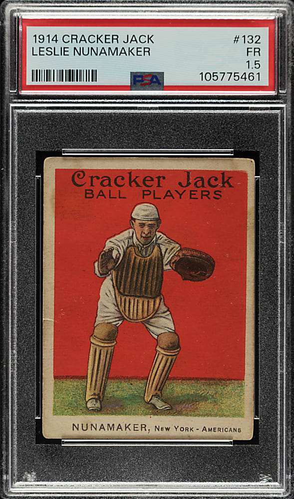 1914 E145 Cracker Jack #132 Leslie Nunamaker PSA FAIR 1.5
