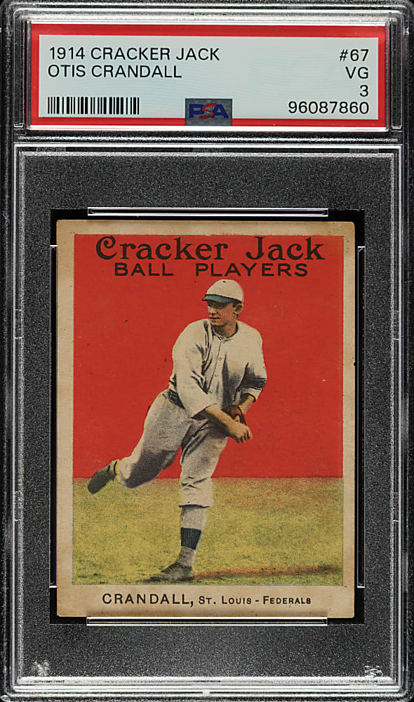 1914 E145 Cracker Jack #67 Otis Crandall PSA VG 3