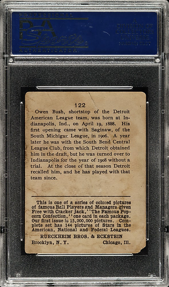 1914 E145 Cracker Jack #122 Donnie Bush PSA GOOD 2