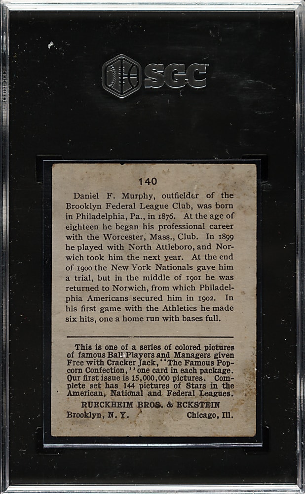 1914 E145 Cracker Jack #140 Daniel Murphy SGC FAIR 1.5