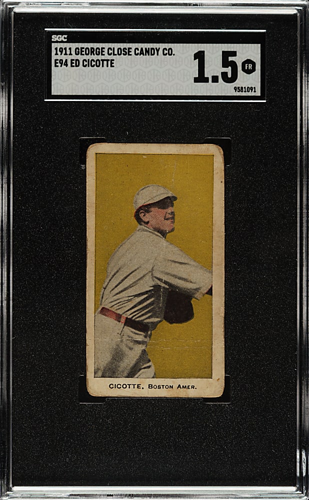 1911 E94 George Close Candy Ed Cicotte SGC FAIR 1.5 - Gold Background