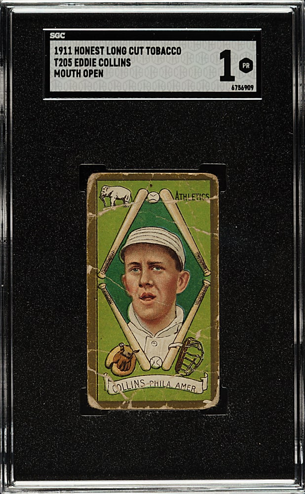1911 T205 Gold Border Eddie Collins Mouth Open SGC POOR 1