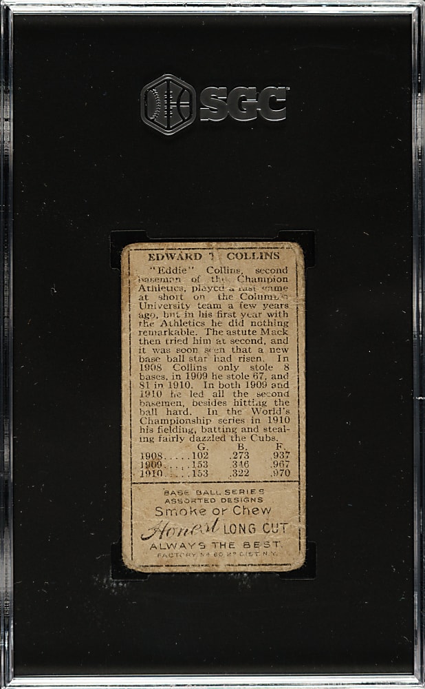 1911 T205 Gold Border Eddie Collins Mouth Open SGC POOR 1