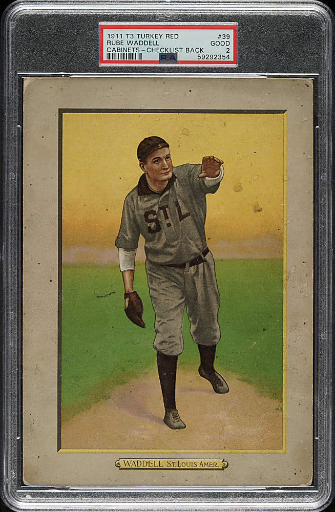 1911 T3 Turkey Red #39 Rube Waddell PSA GOOD 2