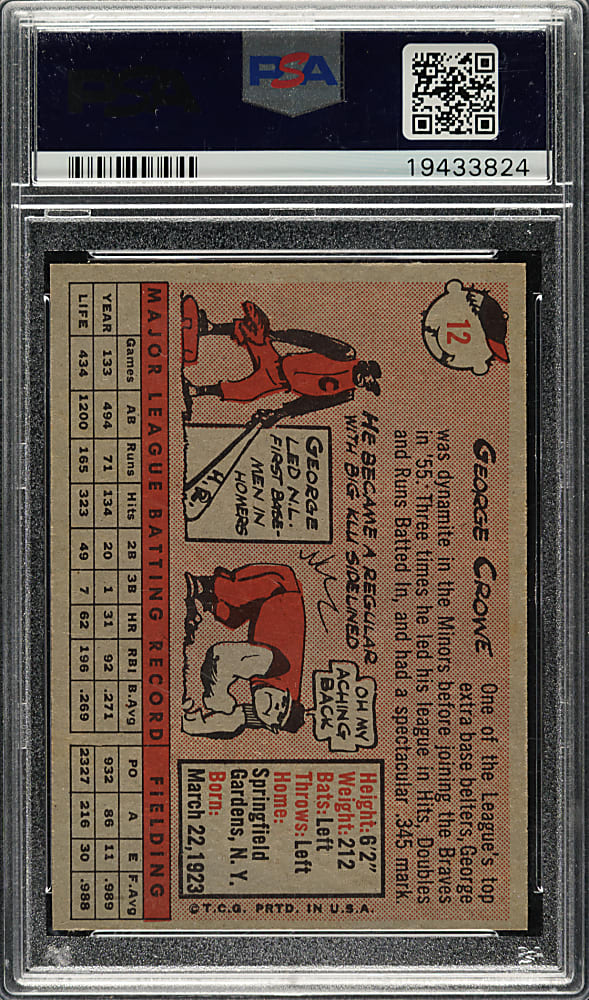 1958 Topps #12 George Crowe PSA MINT 9