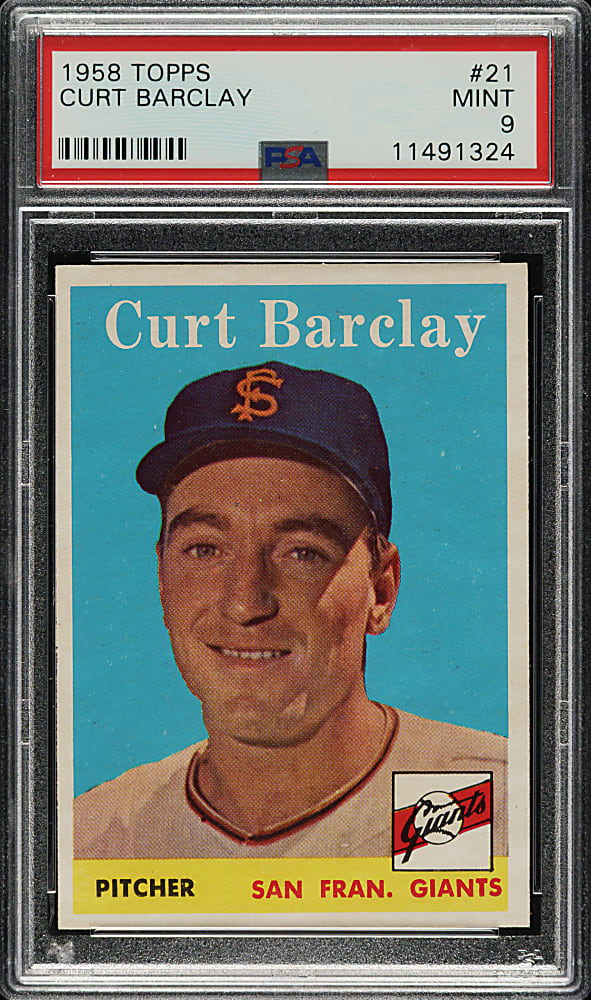 1958 Topps #21 Curt Barclay PSA MINT 9 - Highest Graded!