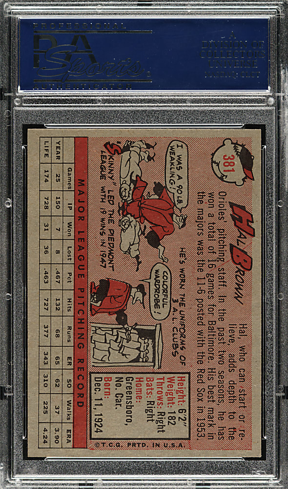 1958 Topps #381 Hal Brown PSA NM-MT+ 8.5