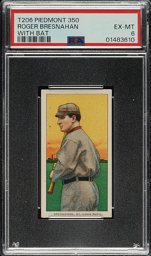 1909-1911 T206 White Border Roger Bresnahan with Bat PSA EX-MT 6