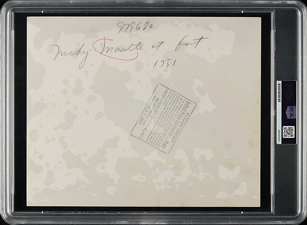 Circa 1960s Mickey Mantle in 1950s United Press International News Service Photograph PSA/DNA Type II