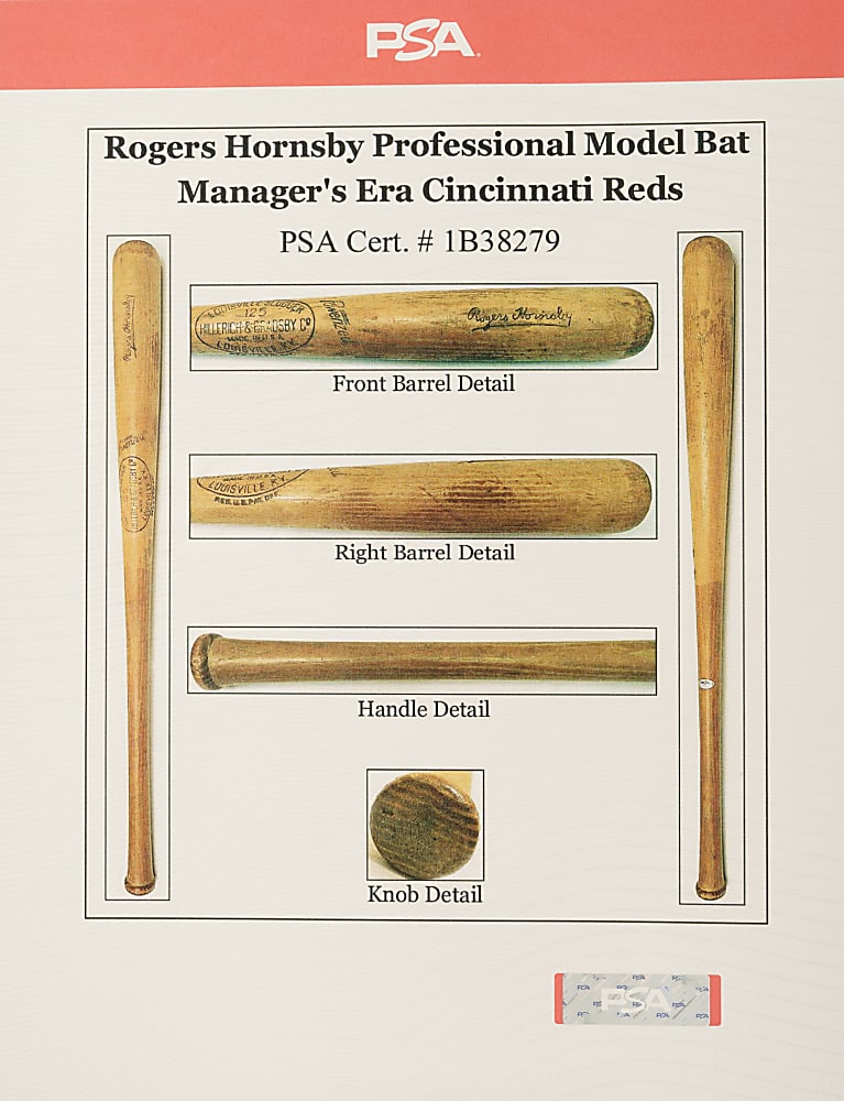 Circa 1953 Rogers Hornsby Cincinnati Reds Practice-Used Professional Model Coach's Bat - PSA/DNA
