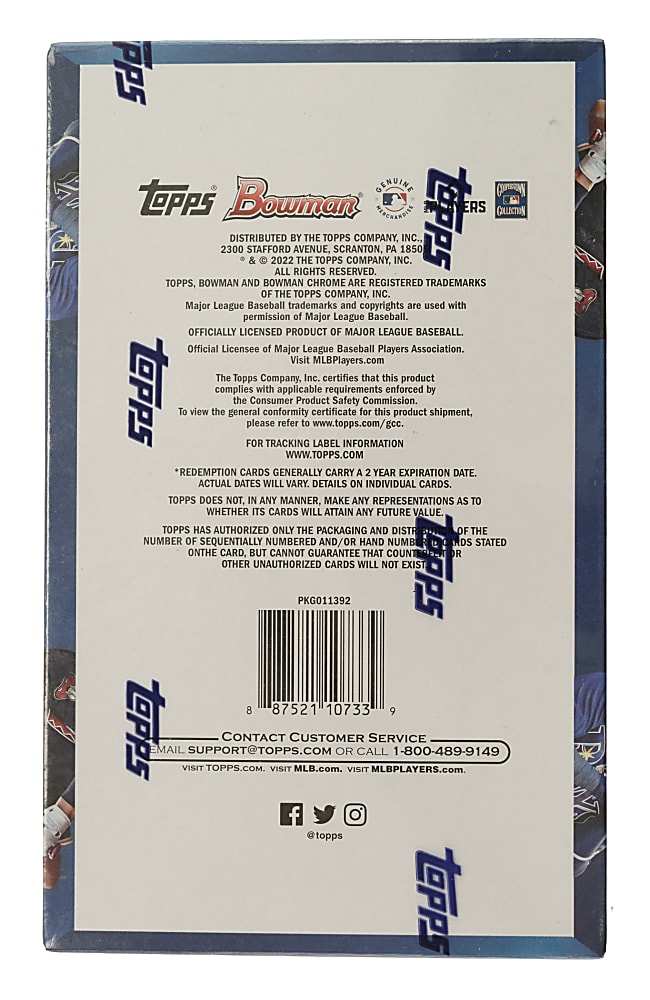 2022 Bowman Factory-Sealed Unopened Hobby Box (24 Packs)