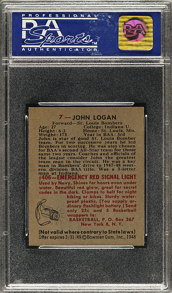 1948 Bowman Basketball #7 John Logan PSA NM-MT 8