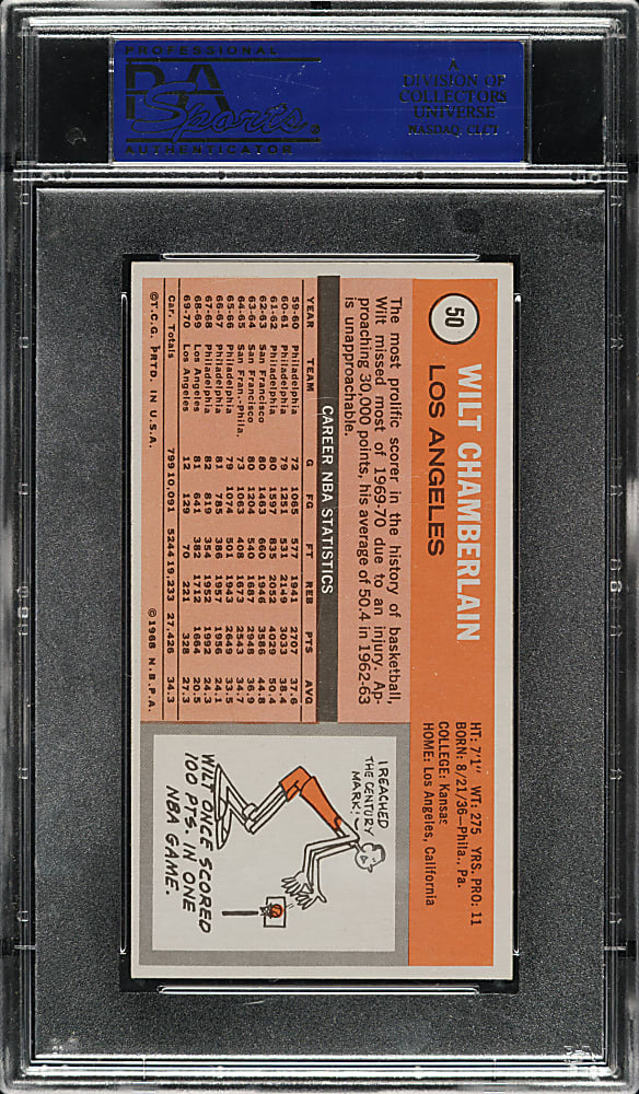 1970-1971 Topps Basketball #50 Wilt Chamberlain PSA NM-MT 8