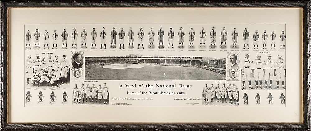1913 Chicago Cubs "A Yard of the National Game" Team Panoramic Print with Johnny Evers and Roger Bresnahan