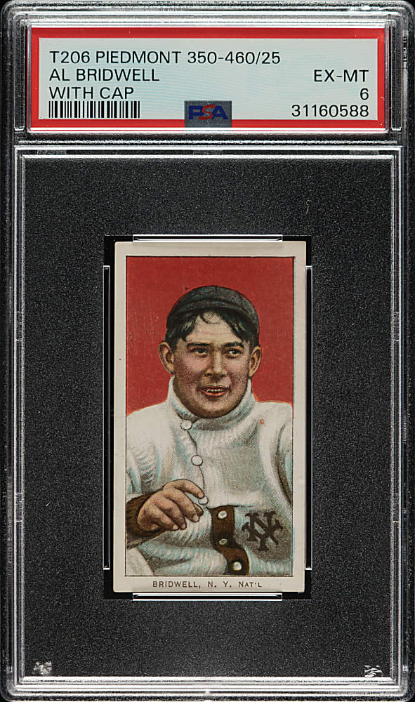 1909-1911 T206 White Border Al Bridwell Portrait with Cap PSA EX-MT 6