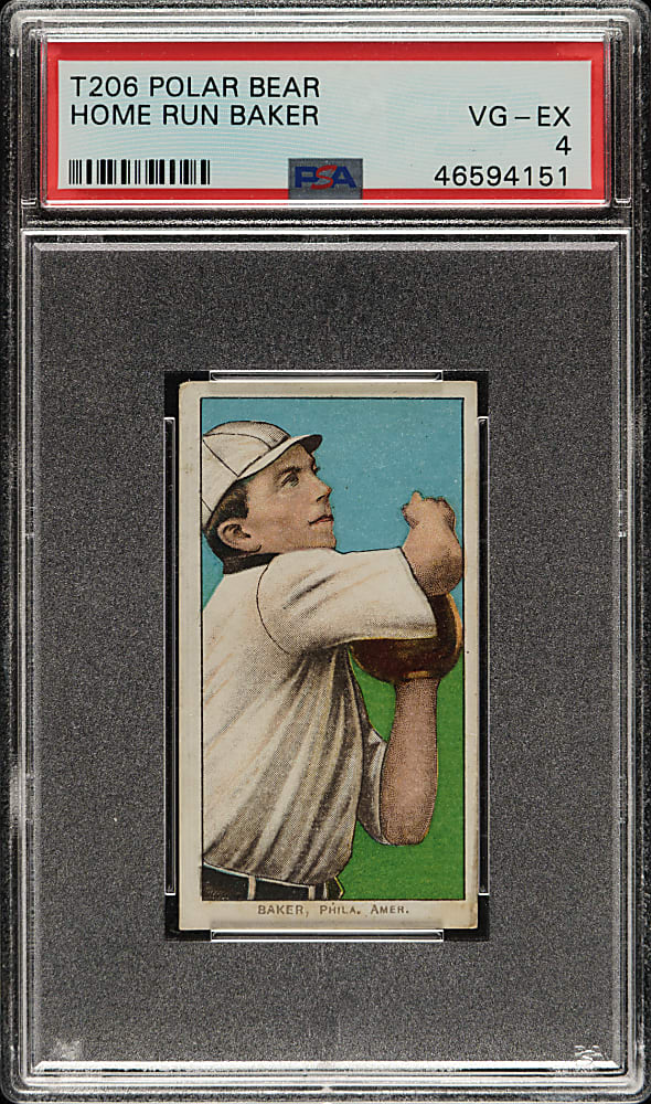 1909-1911 T206 White Border Home Run Baker PSA VG-EX 4 - Polar Bear Back