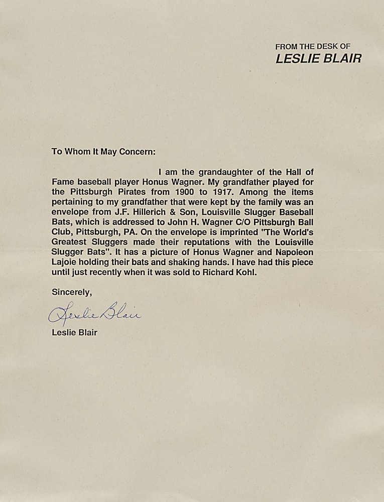 Circa 1906 Louisville Slugger Advertising Envelope with Nap Lajoie and Honus Wagner