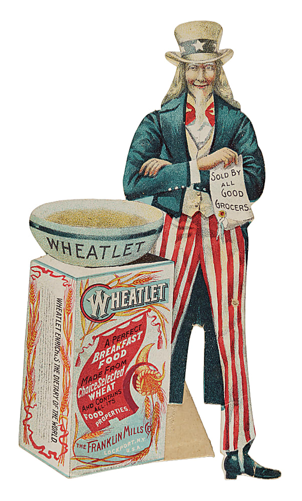 Circa 1890s Uncle Sam Die-Cut Wheatlet Advertisement