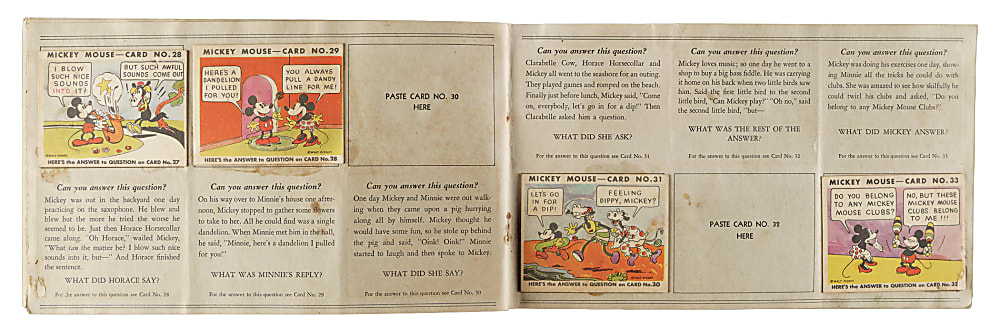1935 R89 Gum, Inc. "Mickey Mouse" Bubble Gum Collection (14) in Original Display Album