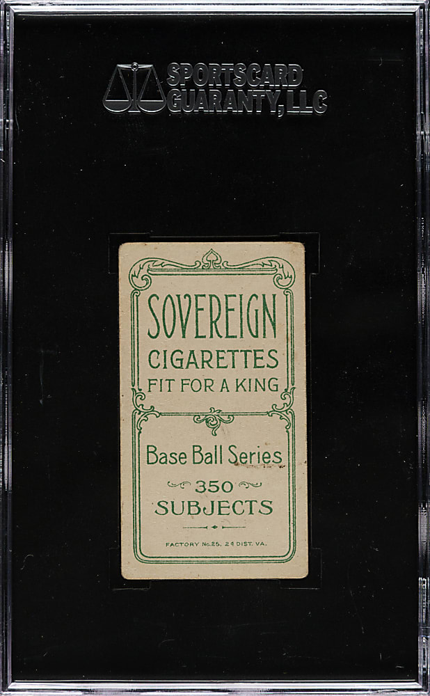 1909-1911 T206 White Border Fred Tenney SGC VG 40 - Sovereign 350 Back