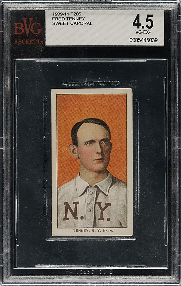 1909-1911 T206 White Border Fred Tenney BVG VG-EX+ 4.5