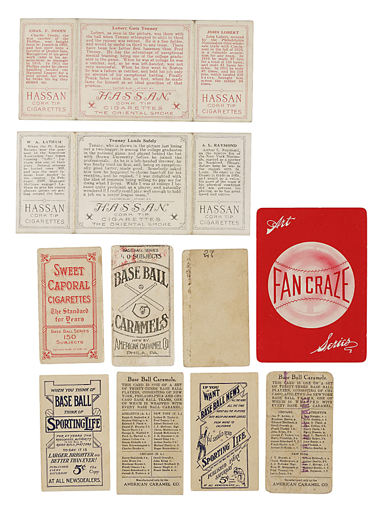 1910-Era Fred Tenney Type-Card Collection (10) Including E90-1, E103, T206, T202, and M116