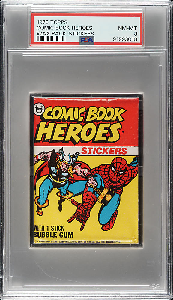1975 Topps "Comic Book Heroes Stickers" Unopened Wax Pack PSA NM-MT 8