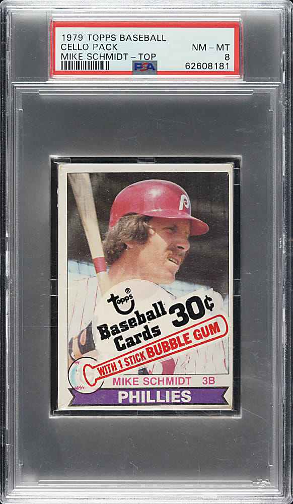 1979 Topps Unopened Cello Pack PSA NM-MT 8 - Mike Schmidt on Top