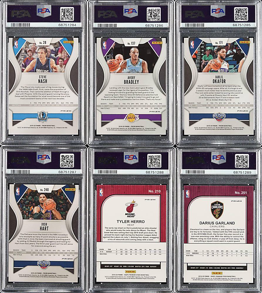 2019-2020 Panini Prizm and Panini Hoops Premium Stock Basketball PSA-Graded Collection (6) Including Steve Nash