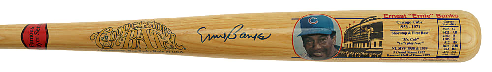Ernie Banks Signed Cooperstown Bat