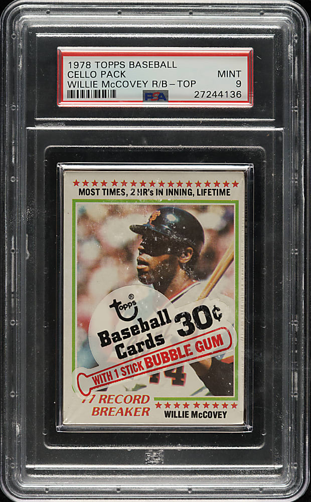 1978 Topps Unopened Cello Pack PSA MINT 9 - Willie McCovey on Top