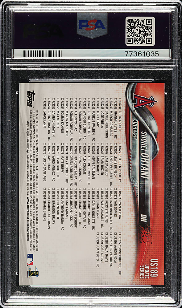 2018 Topps Update #US189 Shoehei Ohtani PSA GEM MINT 10