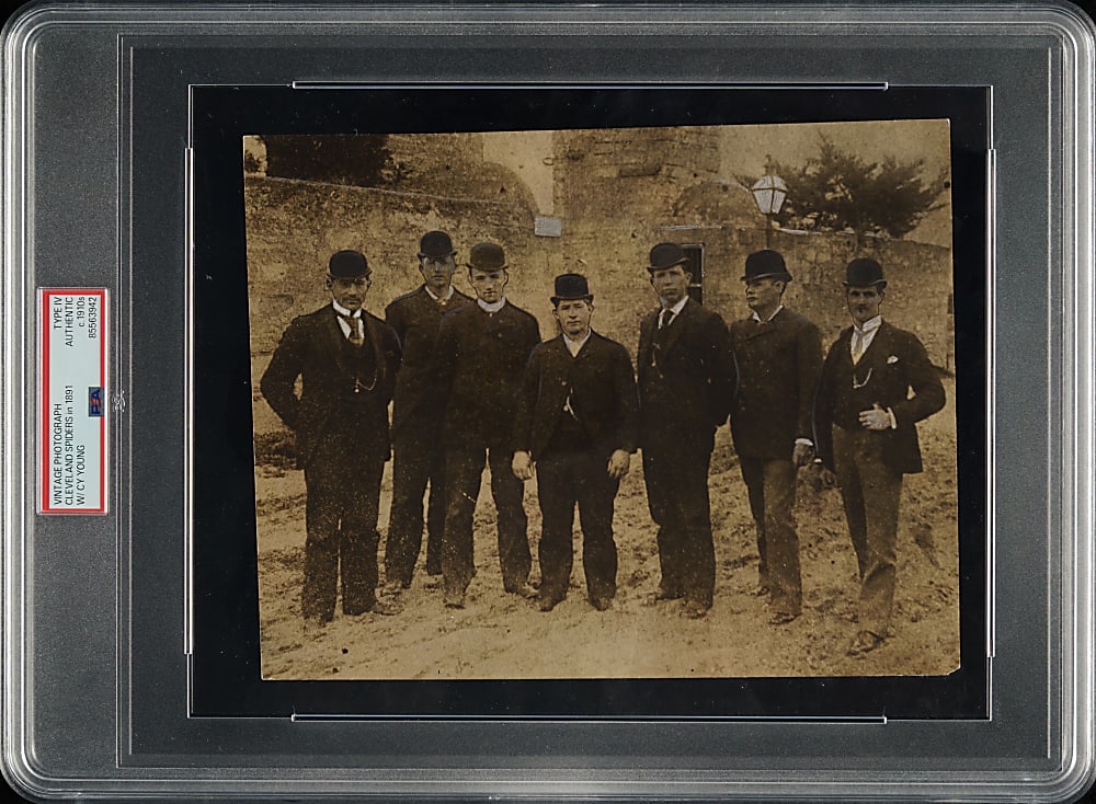 Circa 1910s Cleveland Spiders in 1891 with Cy Young Vintage Photograph PSA/DNA Type IV